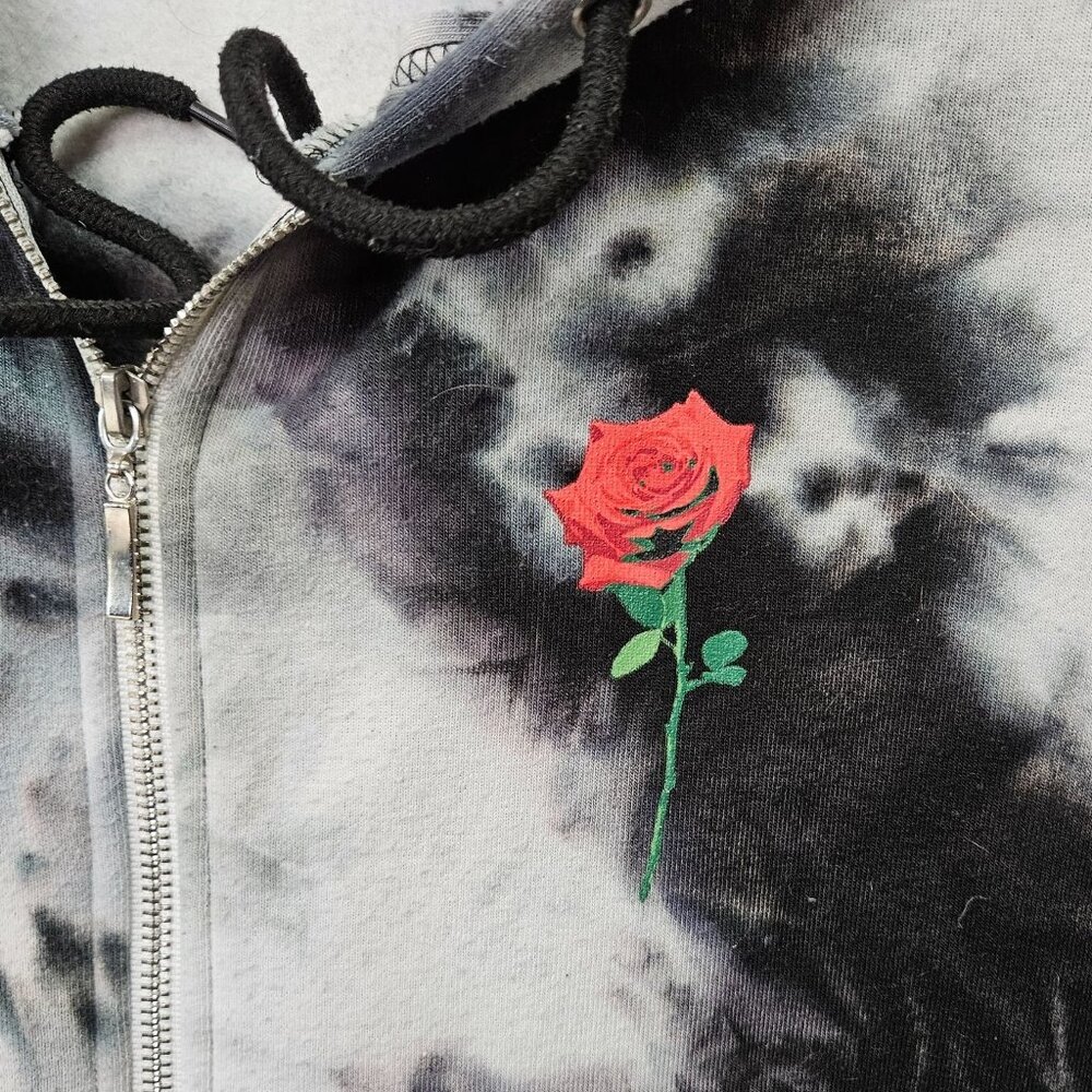 Tie Dyed Hoodie Sweatshirt XL Rose Limited Edition Blue Grey Gray White Full Zip - Picture 6 of 11
